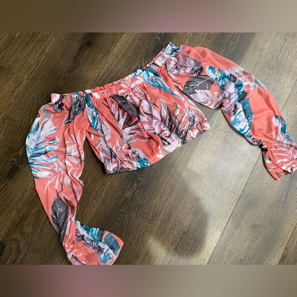 Off the shoulder tropical crop top